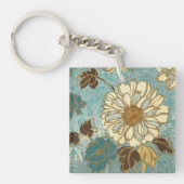 Decoratieve Florals in blauw en wit Sleutelhanger (Voorkant)