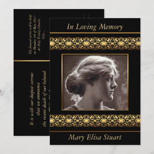 Decoratieve Foto Lijst Memorial Service Uitnodigin Kaart