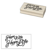 Decoratieve gelukkige vrouw gelukkig leven tekstst rubberstempel (Gestempeld)