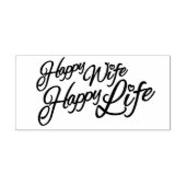 Decoratieve gelukkige vrouw gelukkig leven tekstst rubberstempel (Afrduk)