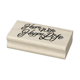 Decoratieve gelukkige vrouw gelukkig leven tekstst rubberstempel