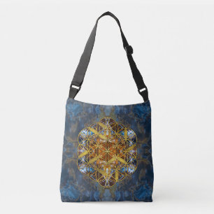 Decoratieve Gemstone Sacred Geometry Flower of lif Crossbody Tas