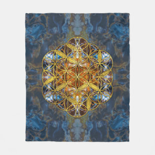 Decoratieve Gemstone Sacred Geometry Flower of lif Fleece Deken