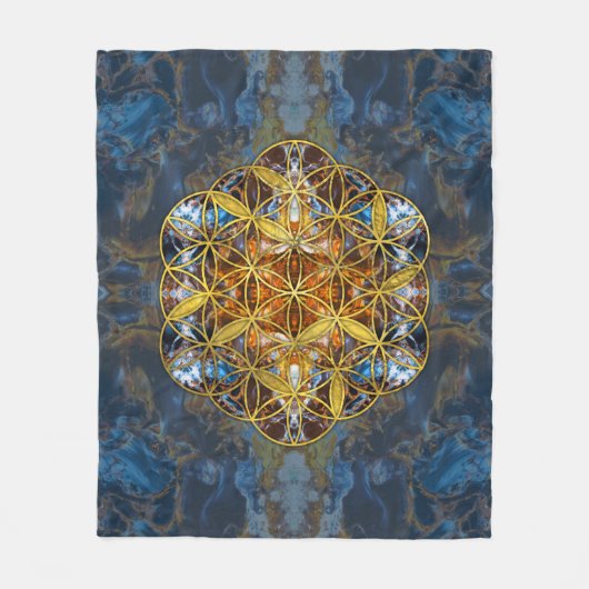Decoratieve Gemstone Sacred Geometry Flower of lif Fleece Deken (Voorkant)