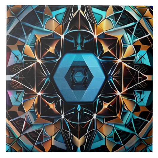 Decoratieve geometrische patronen motieven tegeltje (Voorkant)