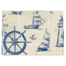 Decoratieve geschenktas met mariene elementen groot cadeauzakje