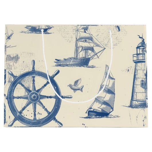 Decoratieve geschenktas met mariene elementen groot cadeauzakje (Voorkant)