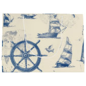 Decoratieve geschenktas met mariene elementen groot cadeauzakje (Achterkant)