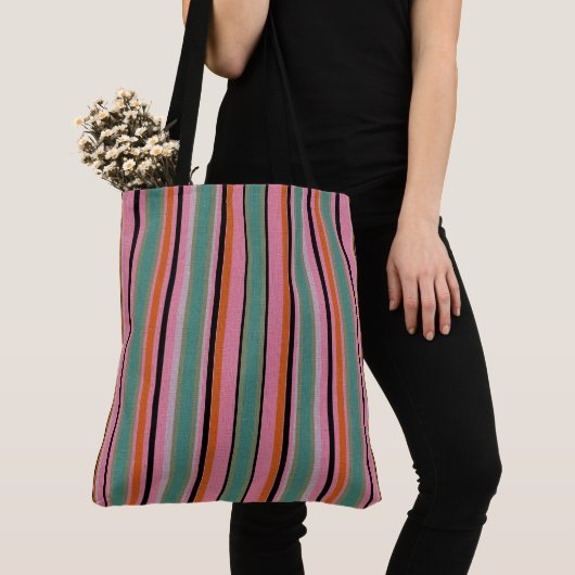 Decoratieve gestreepte tote bag (Dichtbij)