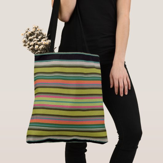 Decoratieve gestreepte tote bag (Dichtbij)
