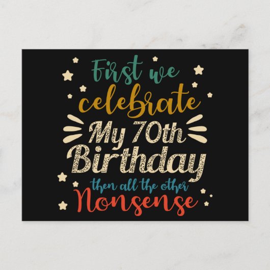 decoratieve geweldige 70e verjaardag feestdagenkaart (Voorkant)