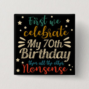 decoratieve  geweldige 70e verjaardag vierkante button 5,1 cm