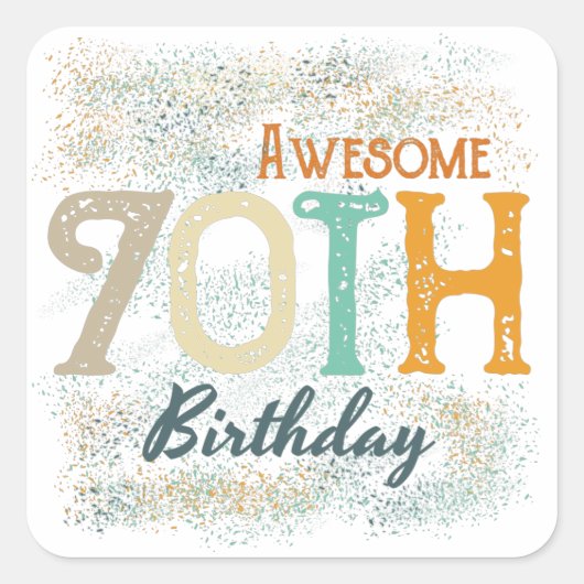 decoratieve  geweldige 70e verjaardag vierkante sticker (Voorkant)
