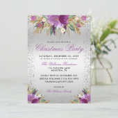 Decoratieve glitter bloemen, zilveren kerstfeest kaart (Staand voorkant)