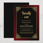 Decoratieve Gold Border 21e verjaardag Dinner Part Kaart (Voorkant / Achterkant)