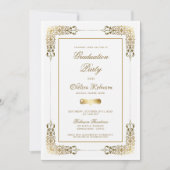 Decoratieve Gold Border Graduation Party Kaart (Voorkant)