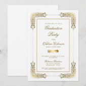 Decoratieve Gold Border Graduation Party Kaart (Voorkant / Achterkant)