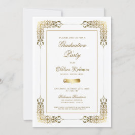 Decoratieve Gold Border Graduation Party Kaart