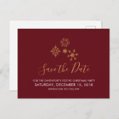 Decoratieve Golden Snowflakes besparen de datum Briefkaart (Voorkant / Achterkant)