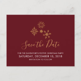 Decoratieve Golden Snowflakes besparen de datum Briefkaart