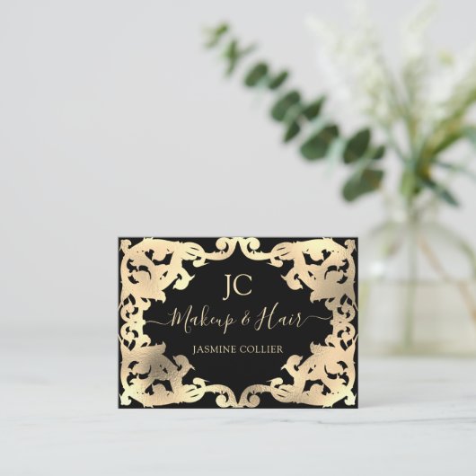 Decoratieve goudbarokgrens Lijst Visitekaartje (Staand voorkant)