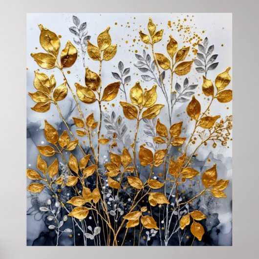 Decoratieve gouden bladeren #1 poster (Voorkant)