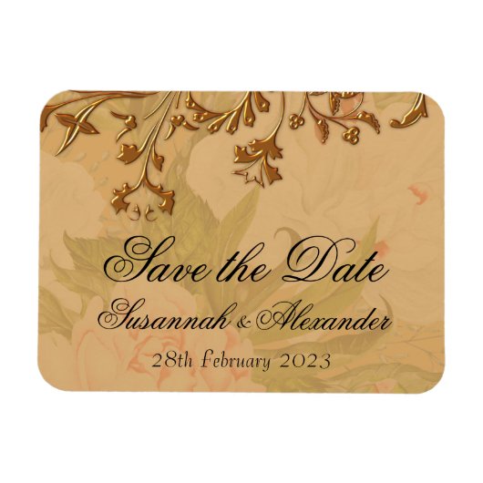 Decoratieve gouden bloemen en volkshuisvesting magneet (Horizontaal)