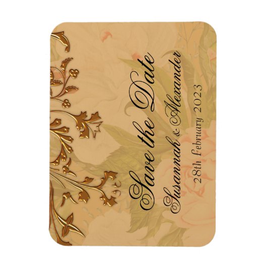 Decoratieve gouden bloemen en volkshuisvesting magneet (Verticaal)