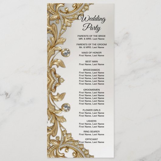 Decoratieve gouden bruiloft programmakaart (Achterkant)