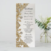 Decoratieve gouden bruiloft programmakaart (Staand voorkant)