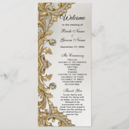 Decoratieve gouden bruiloft programmakaart