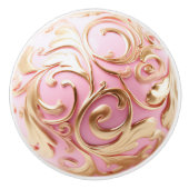 Decoratieve gouden filigraan op  roze bol keramische knop (Voorkant)