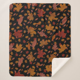 Decoratieve gouden herfst lekt op Custom Black Sherpa Deken