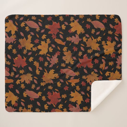 Decoratieve gouden herfst lekt op Custom Black Sherpa Deken (Voorkant (horizontaal))