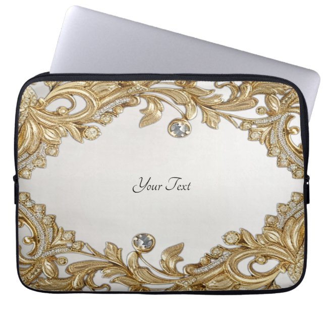 Decoratieve gouden laptophoes laptop sleeve (Voorkant)