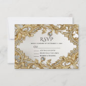 Decoratieve gouden RSVP-kaart RSVP Kaartje (Voorkant)