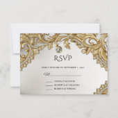 Decoratieve gouden RSVP-kaart RSVP Kaartje (Voorkant)