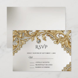 Decoratieve gouden RSVP-kaart RSVP Kaartje