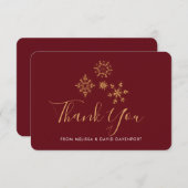 Decoratieve gouden sneeuwvlokken kerst Bedankt (Voorkant / Achterkant)