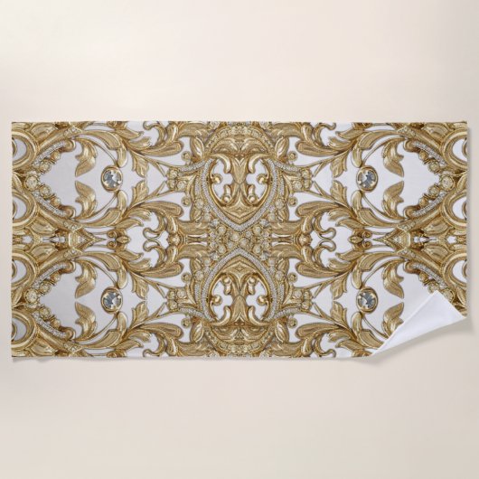Decoratieve gouden strandhanddoek strandlaken (Voorkant)