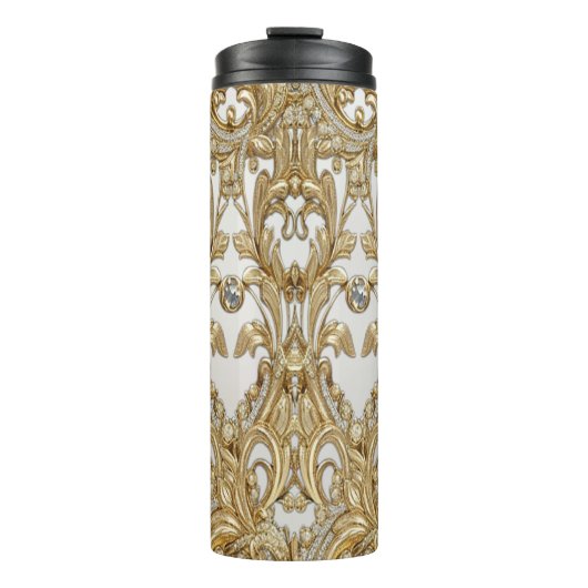 Decoratieve Gouden Thermische Tumbler Thermosbeker (Voorkant)