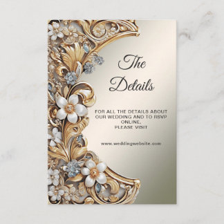 Decoratieve Gouden Witte Bloemen Detail Behuizing Informatiekaartje