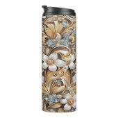 Decoratieve Gouden Witte Bloemen Thermische Tumble Thermosbeker (Geroteerd rechts)
