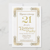 Decoratieve goudgrens 21e verjaardag kaart (Voorkant)