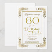 Decoratieve goudgrens 60e verjaardag kaart (Voorkant / Achterkant)
