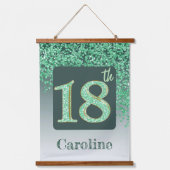Decoratieve Green Glitter 2 foto's 18e verjaardag Hangend Wandkleed (Voorkant 2)