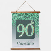 Decoratieve Green Glitter 2 foto's 90e verjaardag Hangend Wandkleed (Voorkant 2)