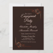 Decoratieve grens Chocolate Brown Engagement Party Kaart (Voorkant)