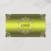 Decoratieve Groen Geel Logo Foto en QR-code Visitekaartje (Voorkant)