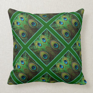 Decoratieve groene Peacock Feathers Pattern-Kussen Kussen